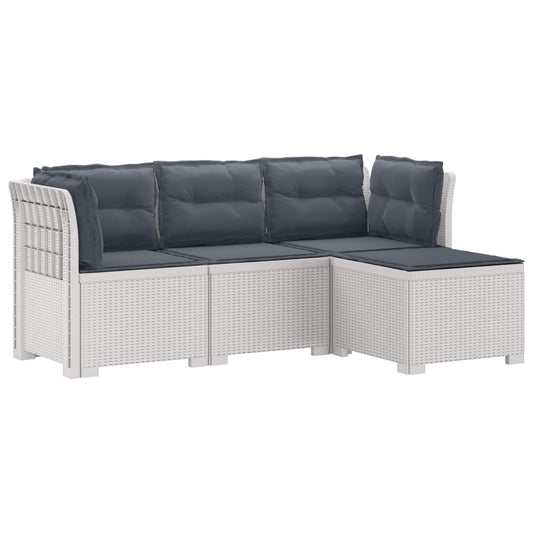 4-Persoons Tuinbank met Kussens Rieten Look PP Wit is nu te koop bij PeponiXL, paradijselijk wonen!