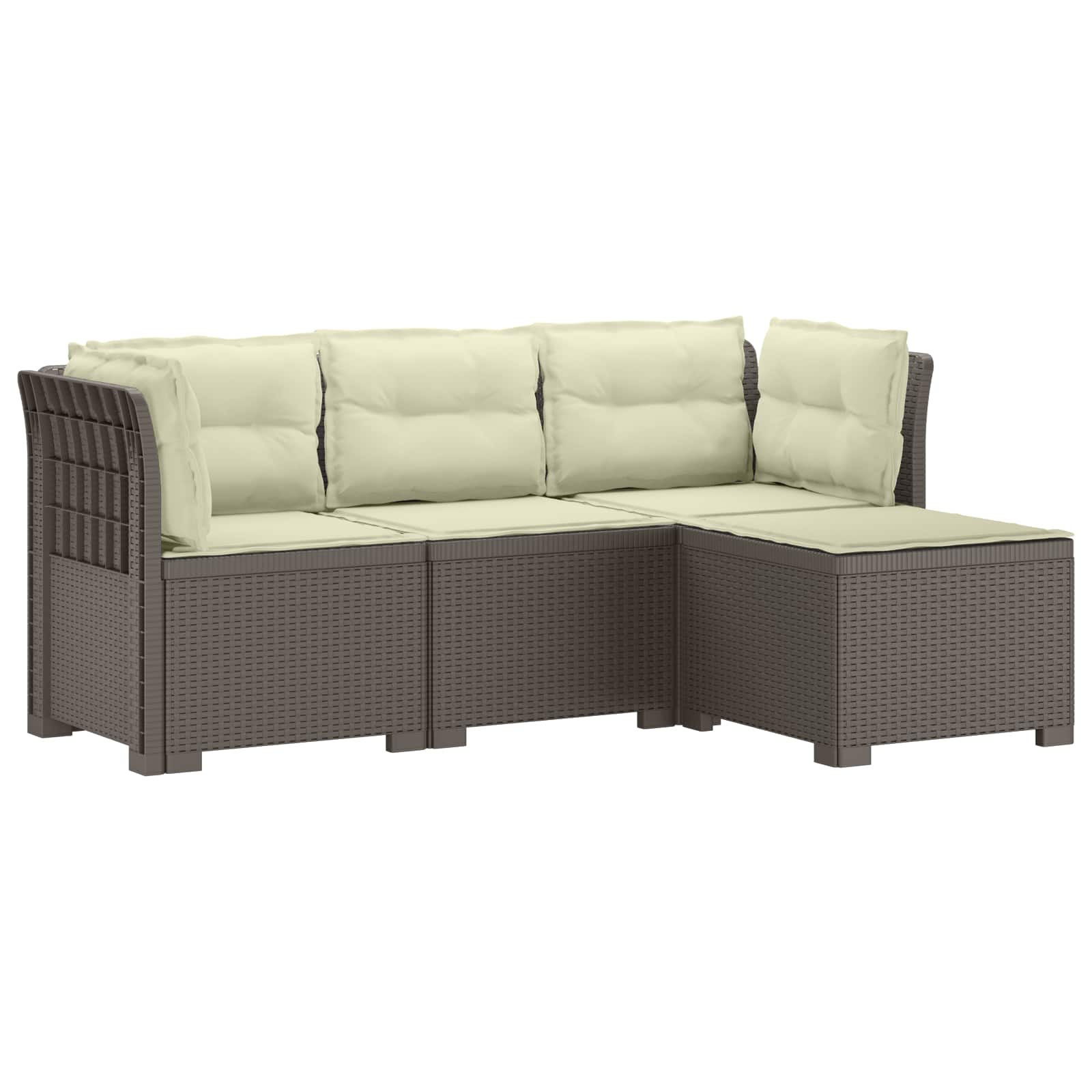 4-Persoons Tuinbank met Kussens Rieten Look PP Lichtgrijs is nu te koop bij PeponiXL, paradijselijk wonen!