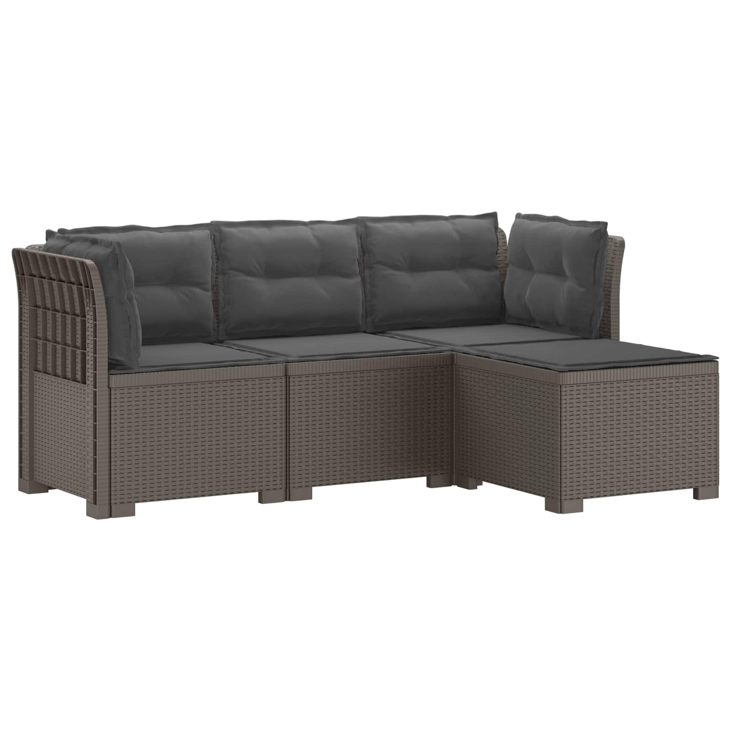 4-Persoons Tuinbank met Kussens Rieten Look PP Lichtgrijs is nu te koop bij PeponiXL, paradijselijk wonen!