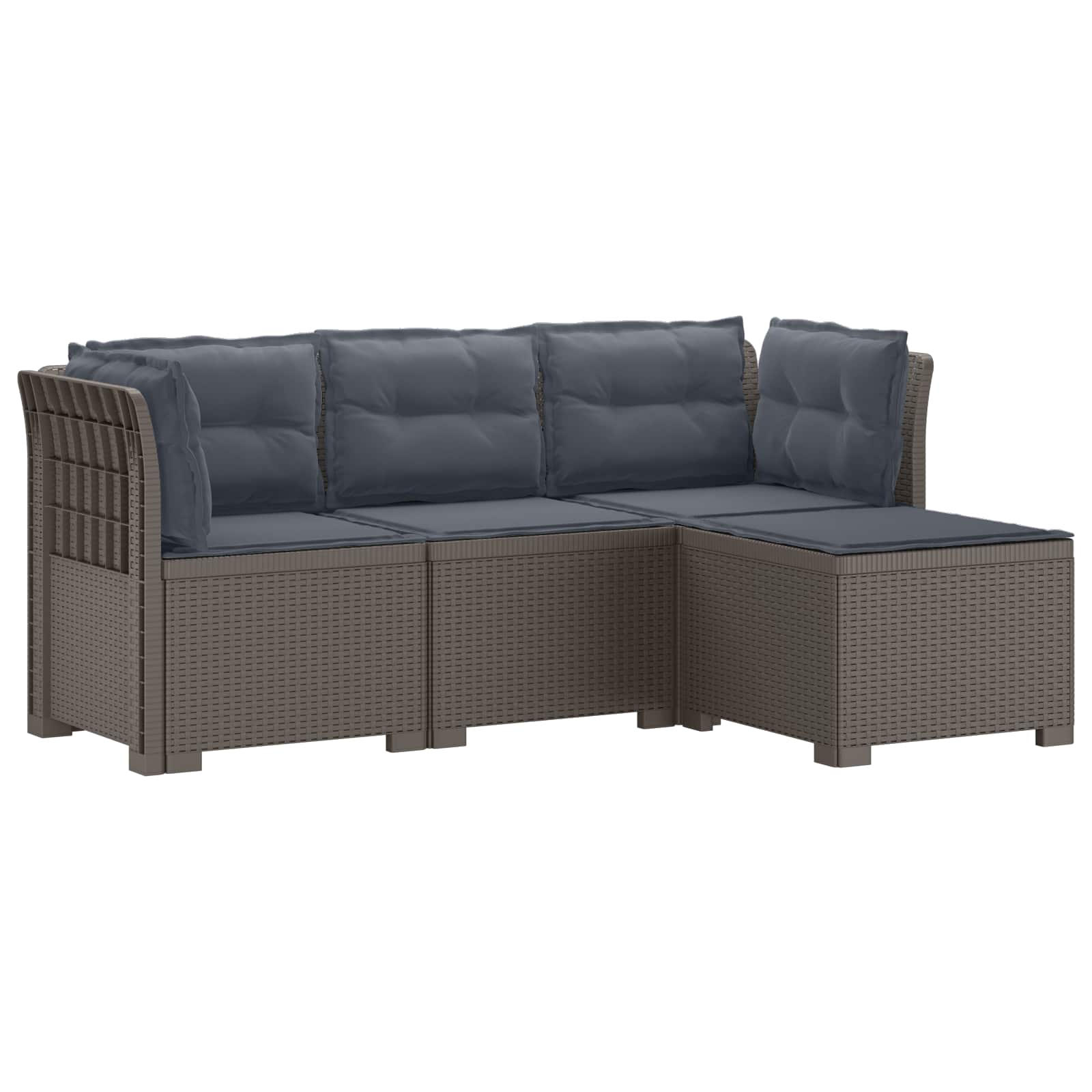 4-Persoons Tuinbank met Kussens Rieten Look PP Lichtgrijs is nu te koop bij PeponiXL, paradijselijk wonen!