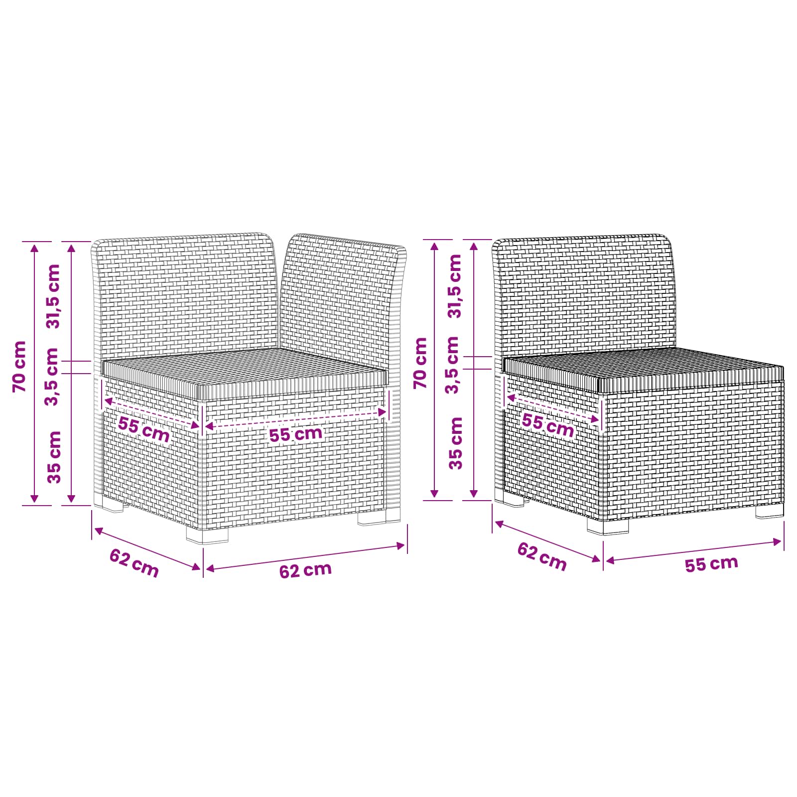 4-Zits Tuin Sofa Rattan Look PP Bruin is nu te koop bij PeponiXL, paradijselijk wonen!