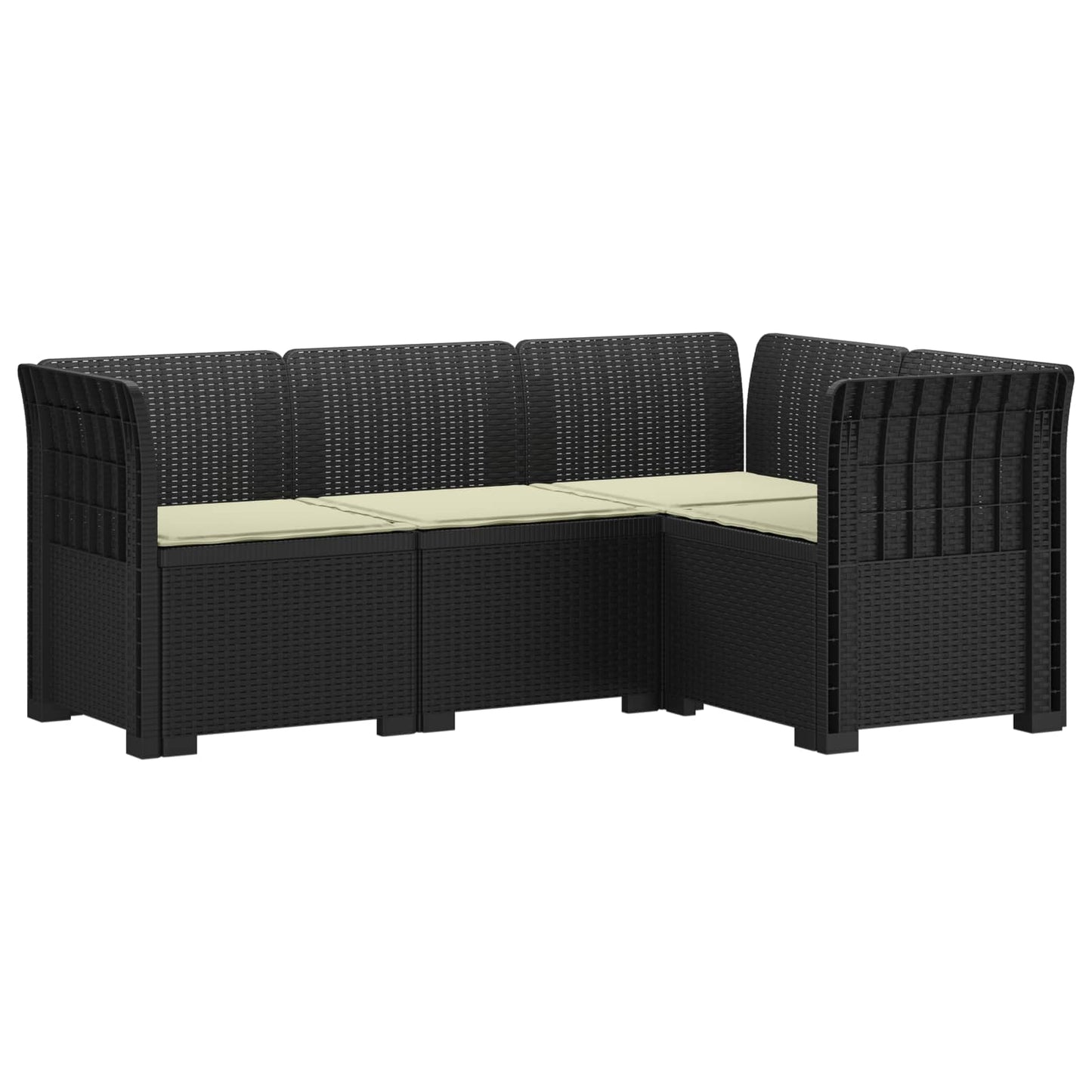 4-Zits Tuin Sofa met Kussens Rattan Look PP Antraciet is nu te koop bij PeponiXL, paradijselijk wonen!