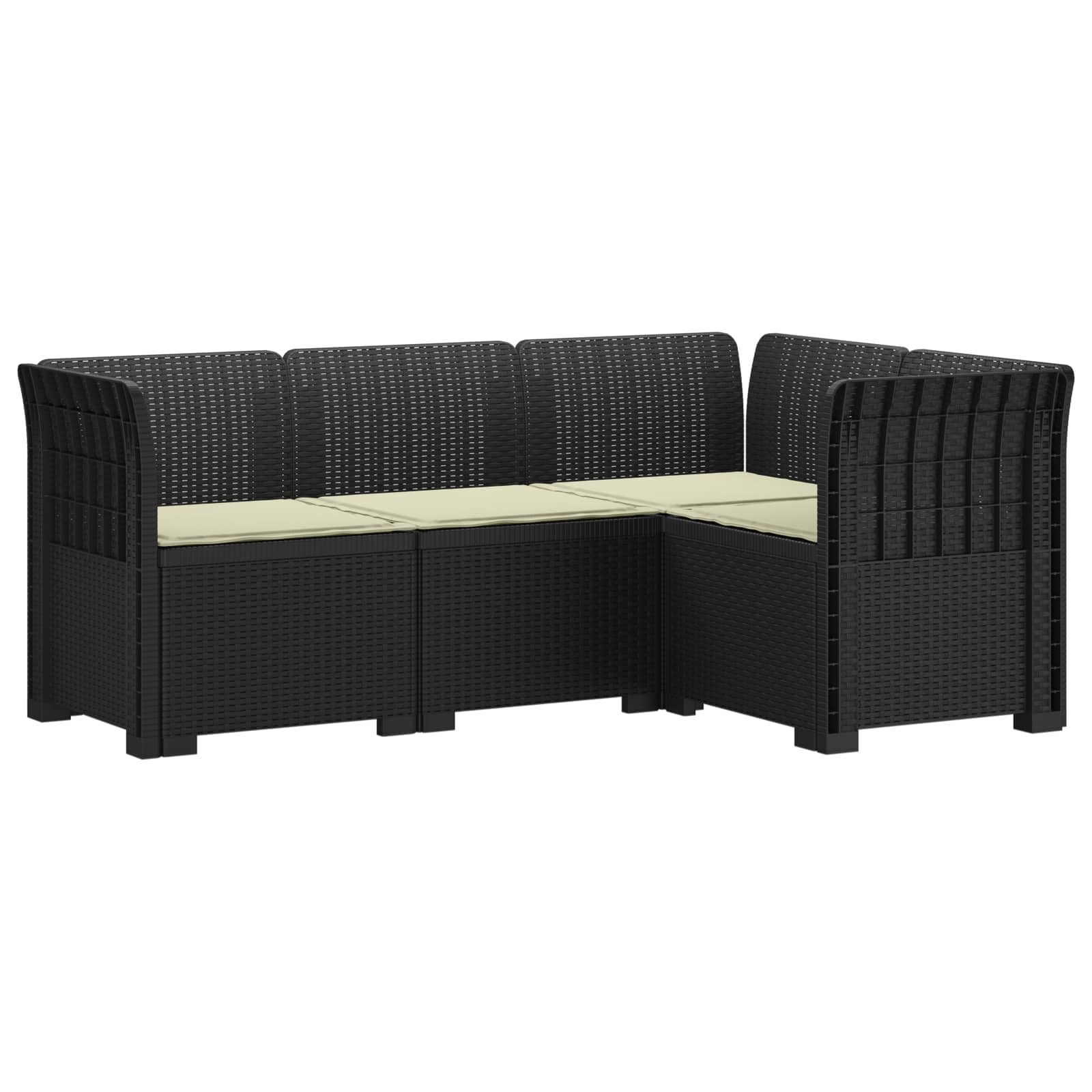 4-Zits Tuin Sofa met Kussens Rattan Look PP Antraciet is nu te koop bij PeponiXL, paradijselijk wonen!