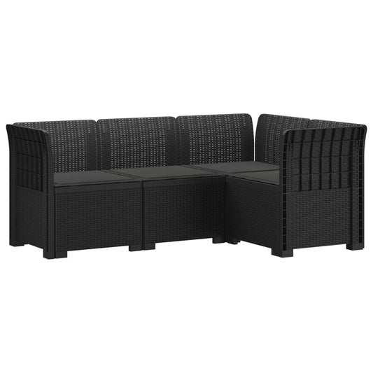 4-Zits Tuin Sofa met Kussens Rattan Look PP Antraciet is nu te koop bij PeponiXL, paradijselijk wonen!