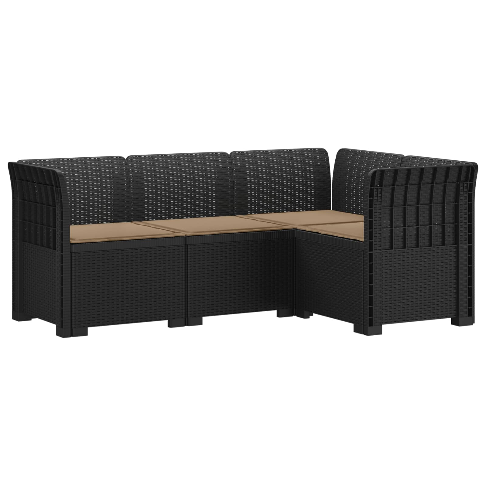 4-Zits Tuin Sofa met Kussens Rattan Look PP Antraciet is nu te koop bij PeponiXL, paradijselijk wonen!