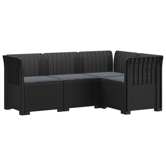 4-Zits Tuin Sofa met Kussens Rattan Look PP Antraciet is nu te koop bij PeponiXL, paradijselijk wonen!