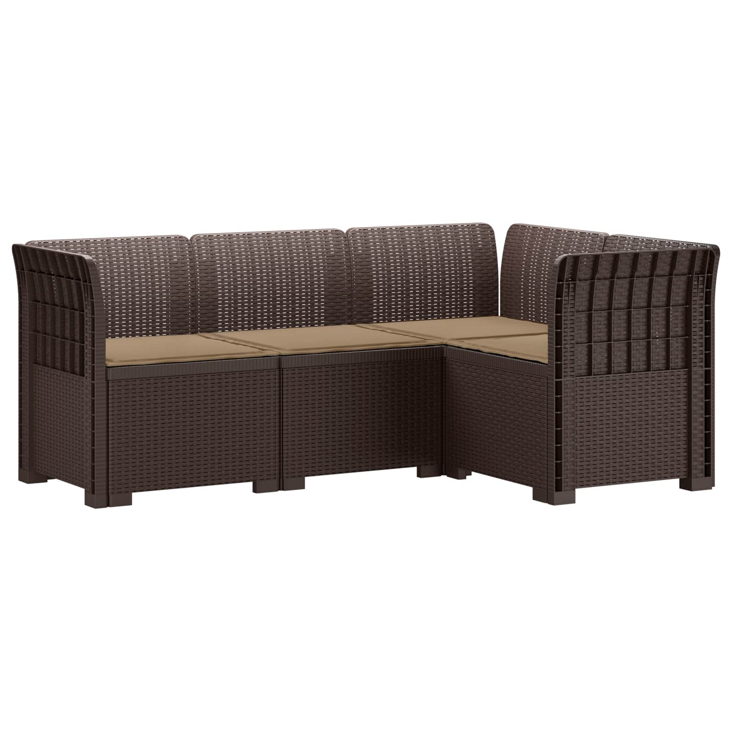 4-Zits Tuin Sofa met Kussens Rattan Look PP Bruin is nu te koop bij PeponiXL, paradijselijk wonen!