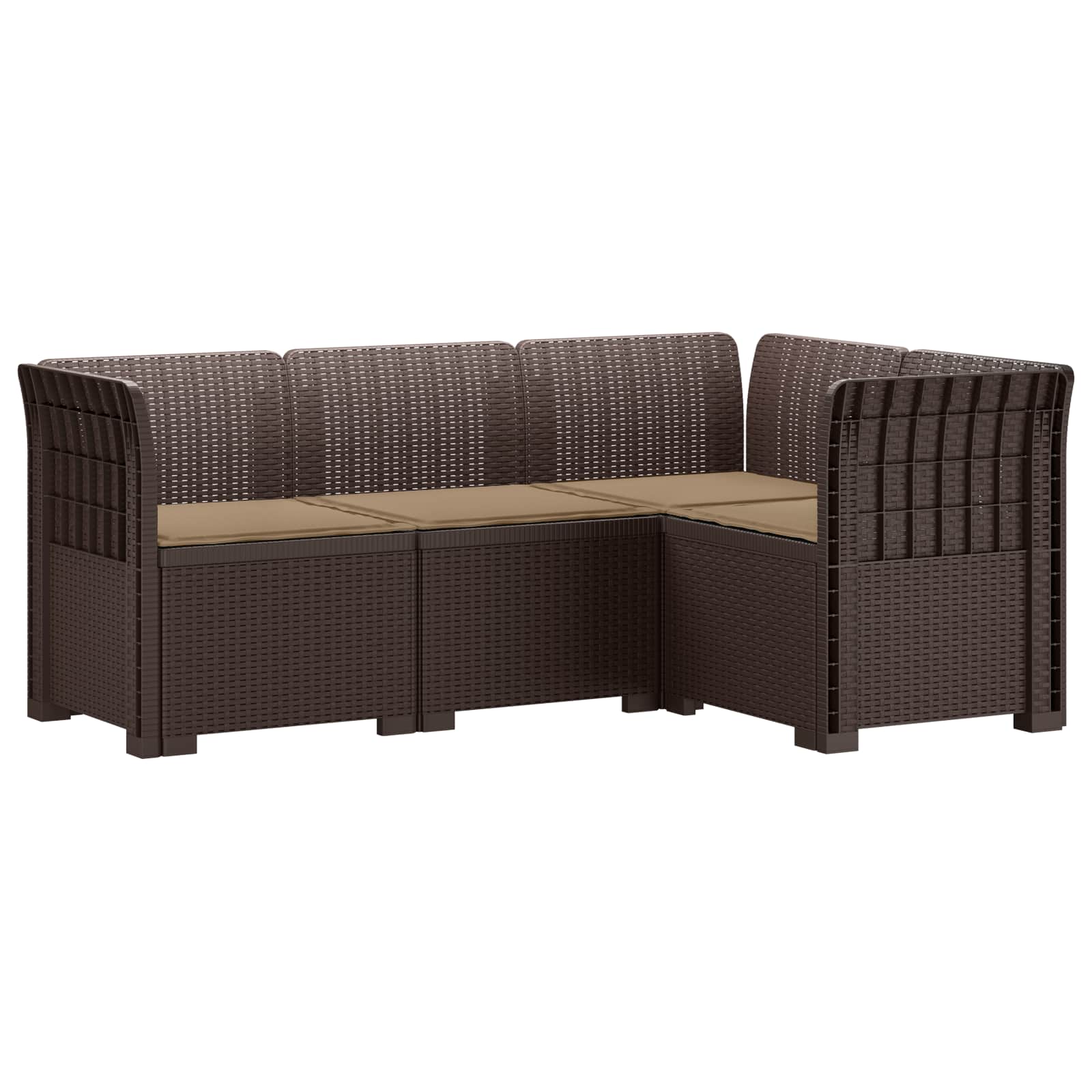 4-Zits Tuin Sofa met Kussens Rattan Look PP Bruin is nu te koop bij PeponiXL, paradijselijk wonen!