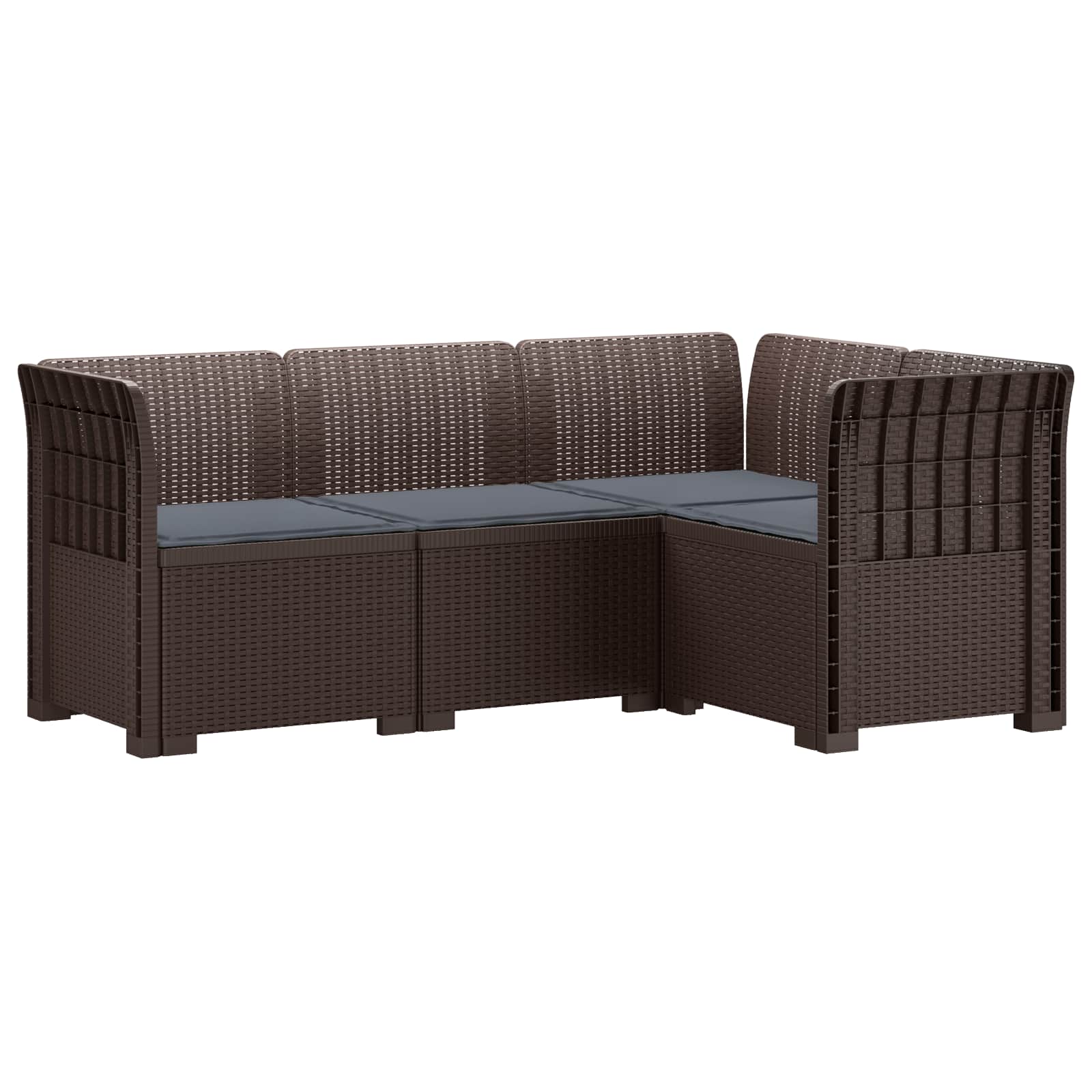 4-Zits Tuin Sofa met Kussens Rattan Look PP Bruin is nu te koop bij PeponiXL, paradijselijk wonen!