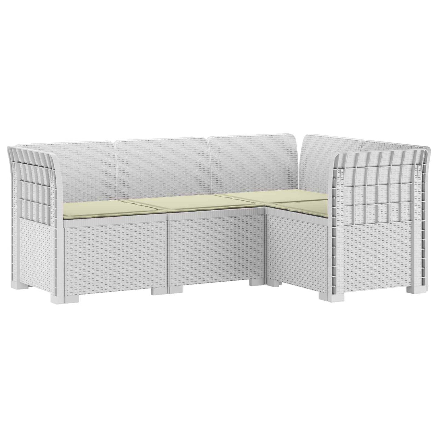 4-Zits Tuin Sofa met Kussens Rattan Look PP Wit is nu te koop bij PeponiXL, paradijselijk wonen!