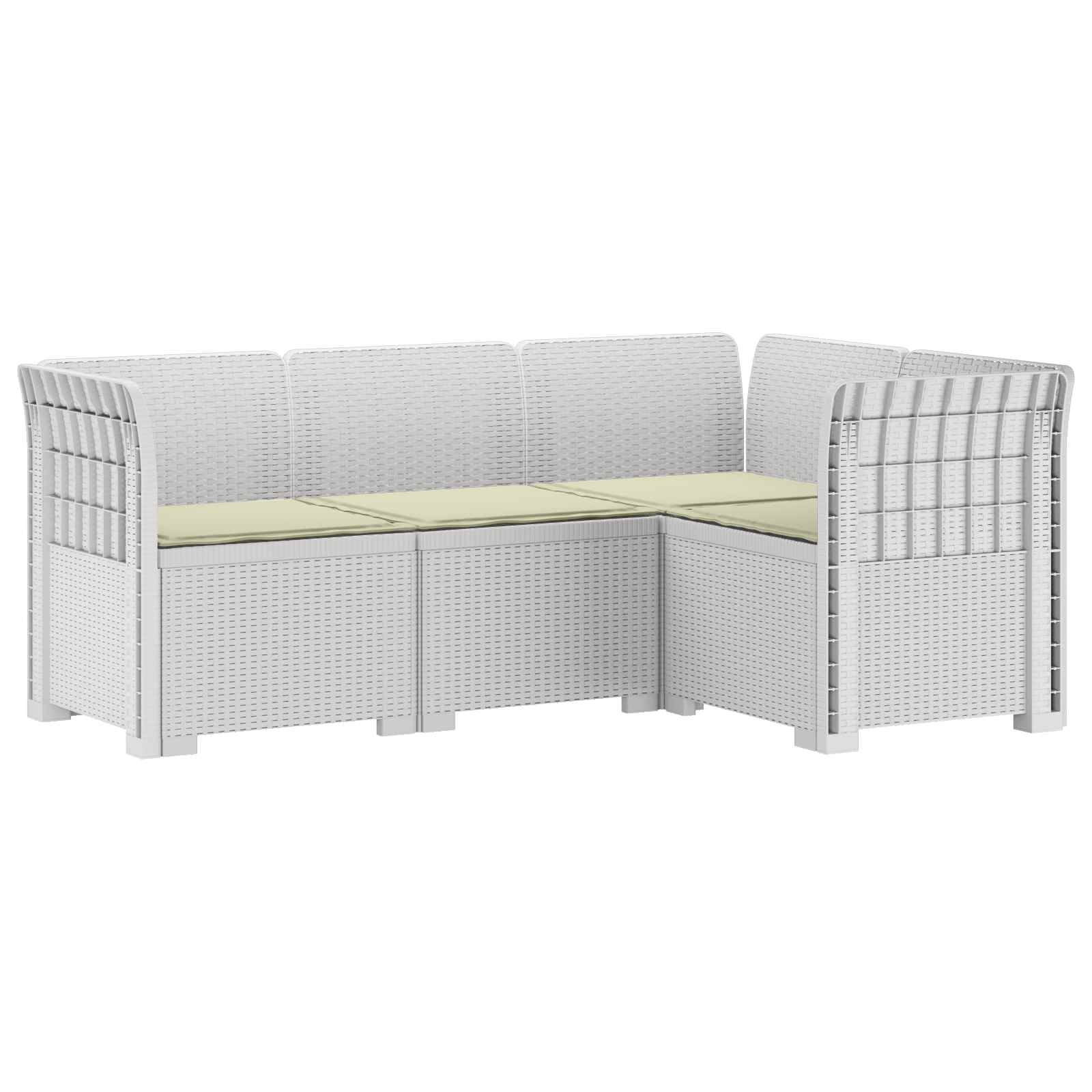4-Zits Tuin Sofa met Kussens Rattan Look PP Wit is nu te koop bij PeponiXL, paradijselijk wonen!