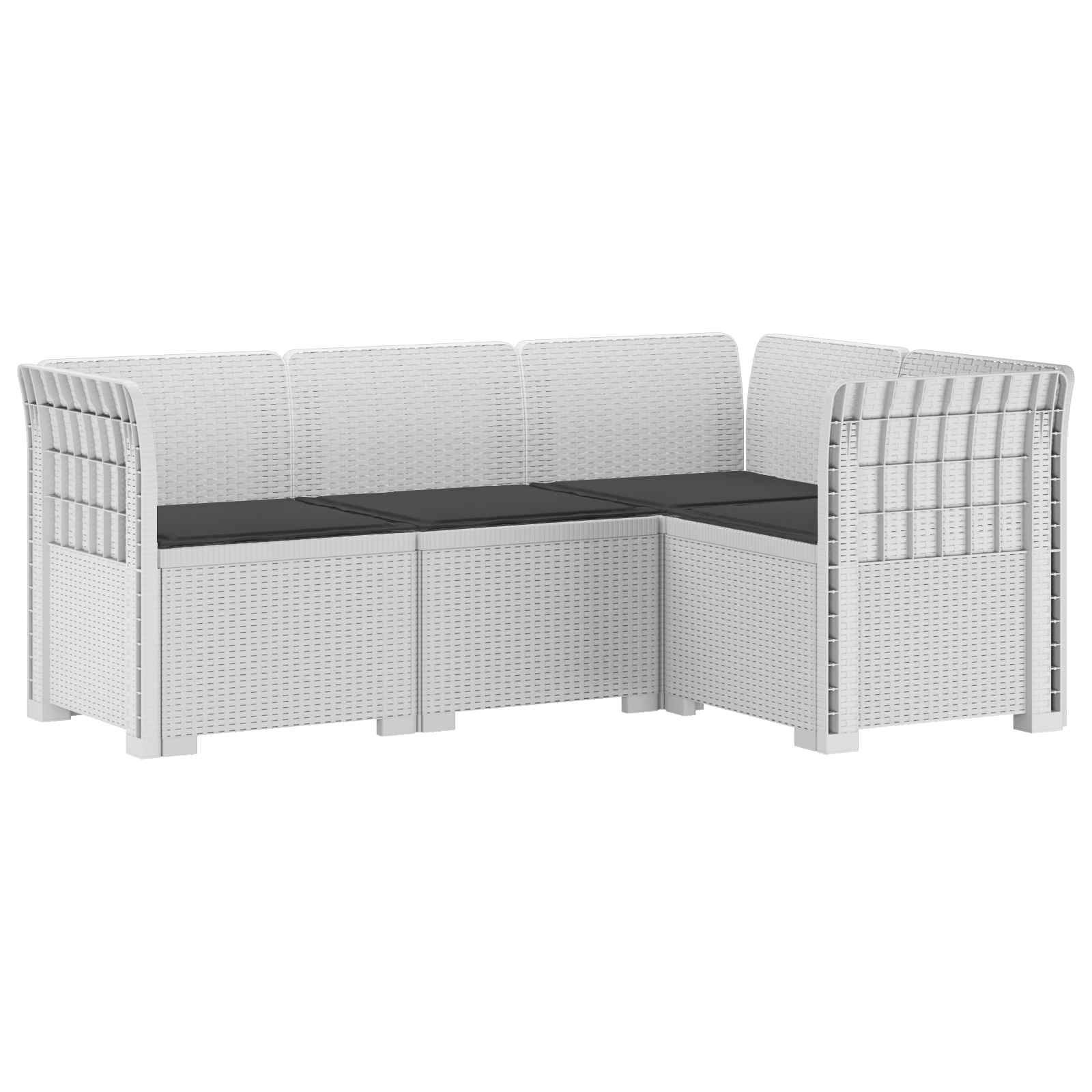 4-Zits Tuin Sofa met Kussens Rattan Look PP Wit is nu te koop bij PeponiXL, paradijselijk wonen!