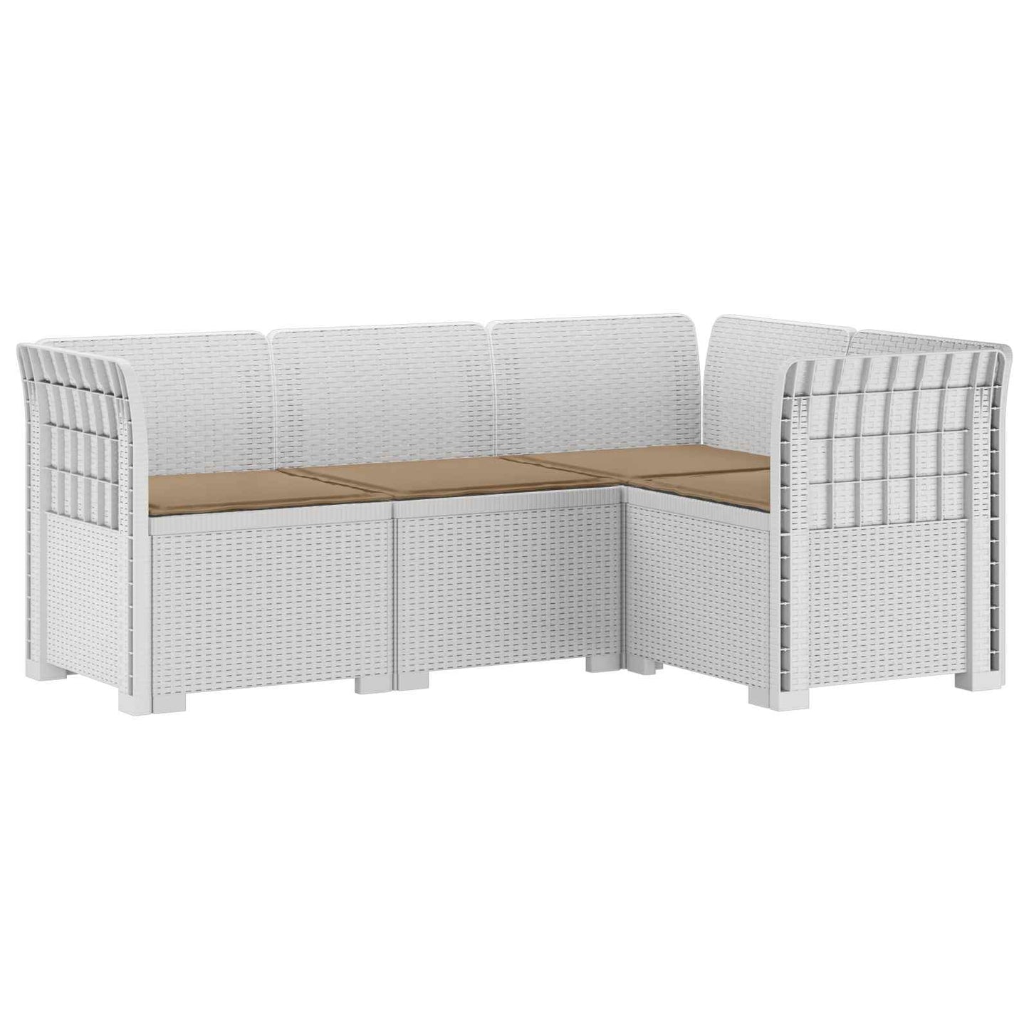 4-Zits Tuin Sofa met Kussens Rattan Look PP Wit is nu te koop bij PeponiXL, paradijselijk wonen!