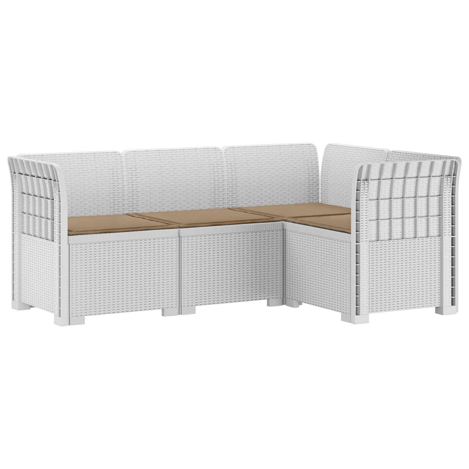 4-Zits Tuin Sofa met Kussens Rattan Look PP Wit is nu te koop bij PeponiXL, paradijselijk wonen!