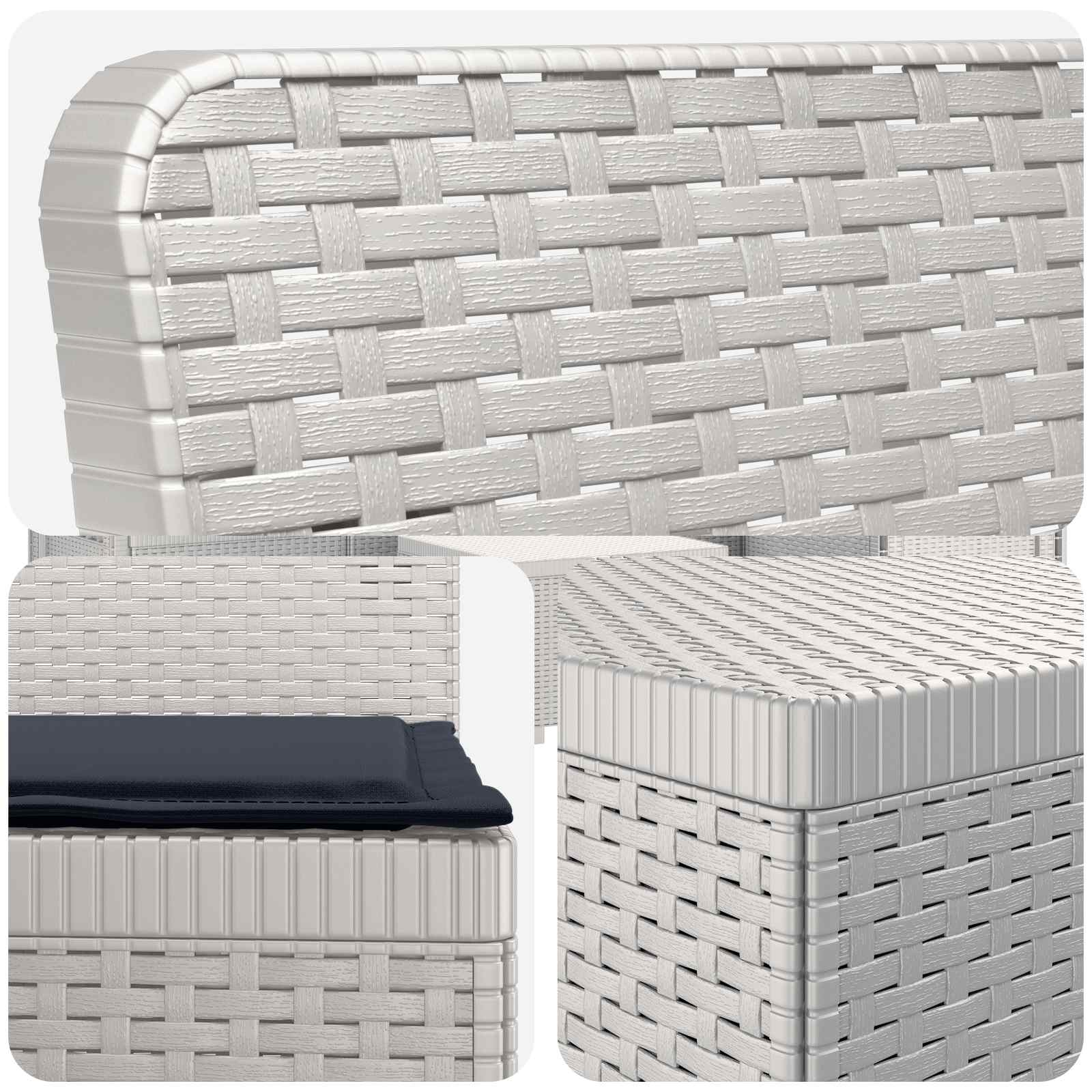 4-Zits Tuin Sofa met Kussens Rattan Look PP Wit is nu te koop bij PeponiXL, paradijselijk wonen!
