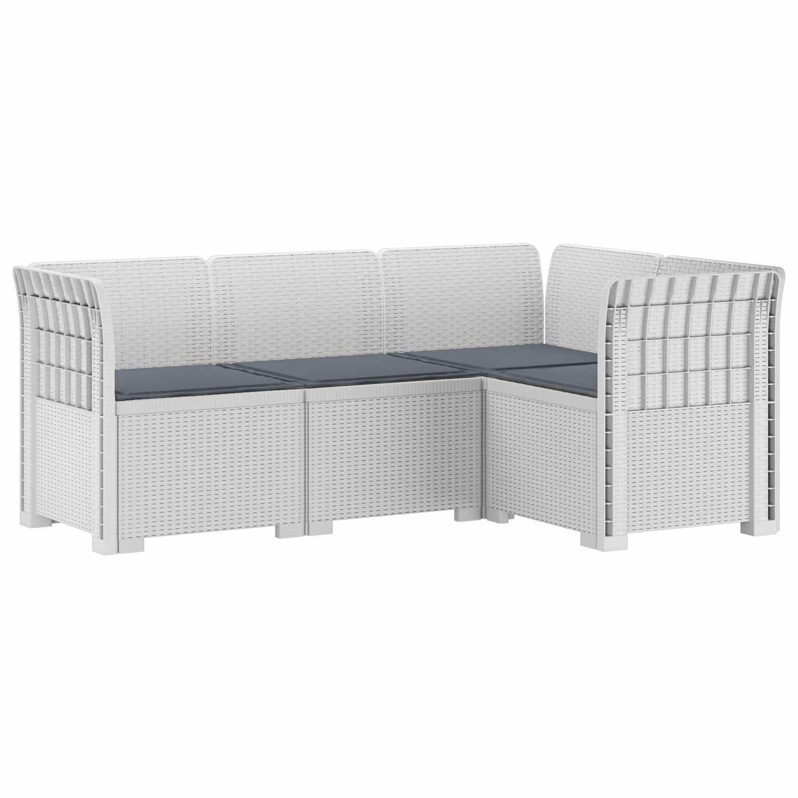 4-Zits Tuin Sofa met Kussens Rattan Look PP Wit is nu te koop bij PeponiXL, paradijselijk wonen!