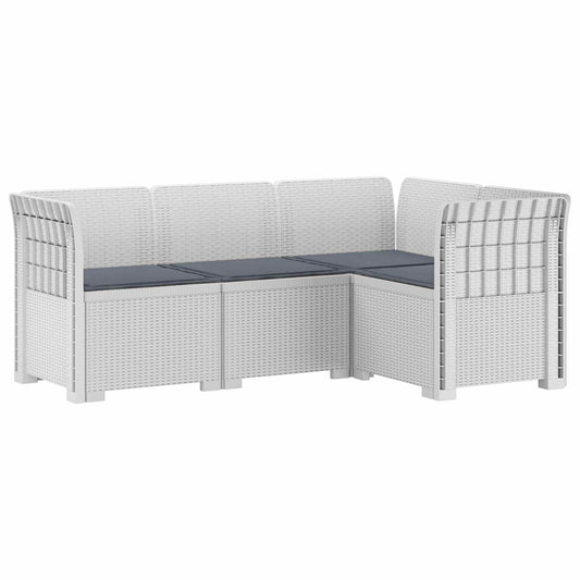 4-Zits Tuin Sofa met Kussens Rattan Look PP Wit is nu te koop bij PeponiXL, paradijselijk wonen!