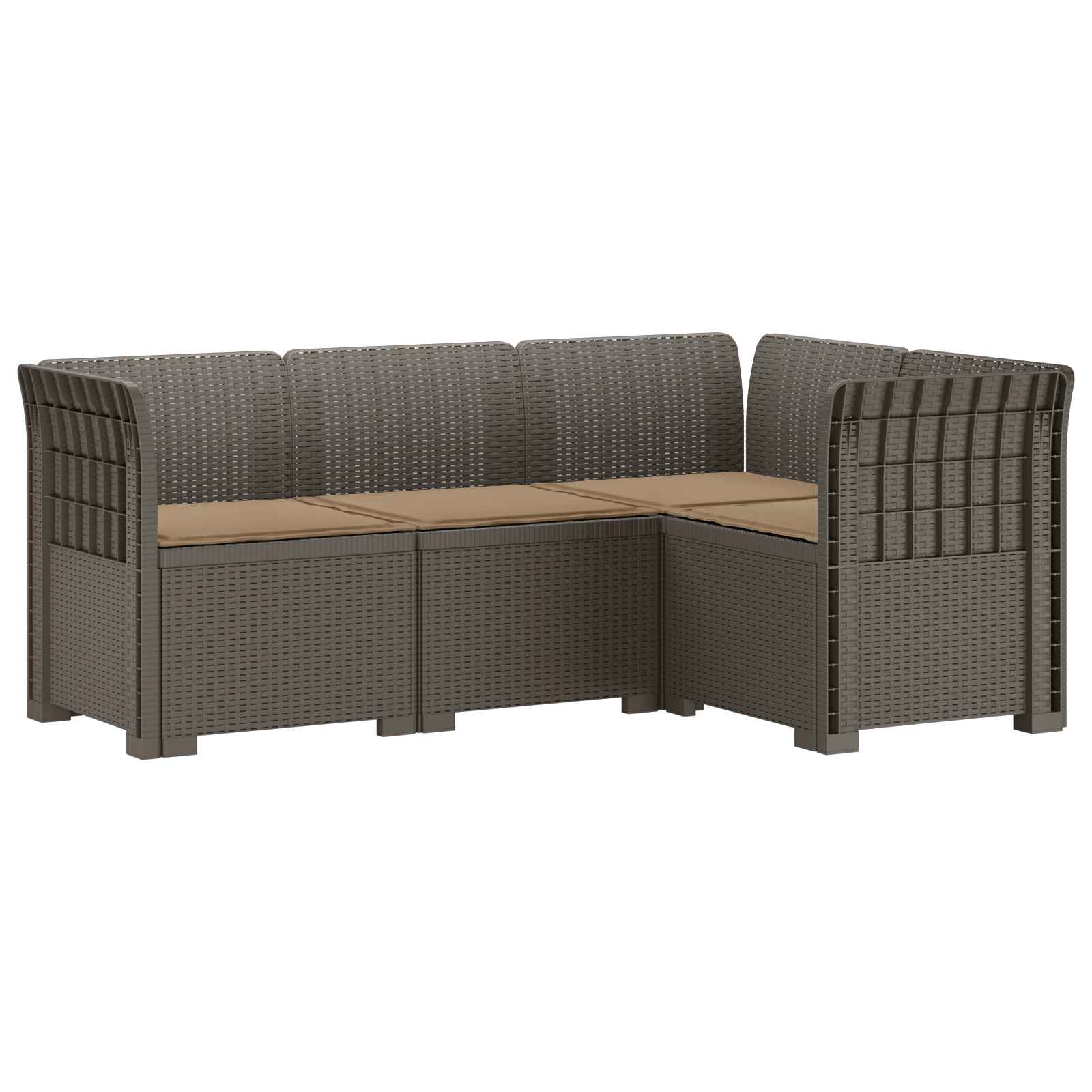 4-Zits Tuin Sofa met Kussens Rattan Look PP Lichtgrijs is nu te koop bij PeponiXL, paradijselijk wonen!