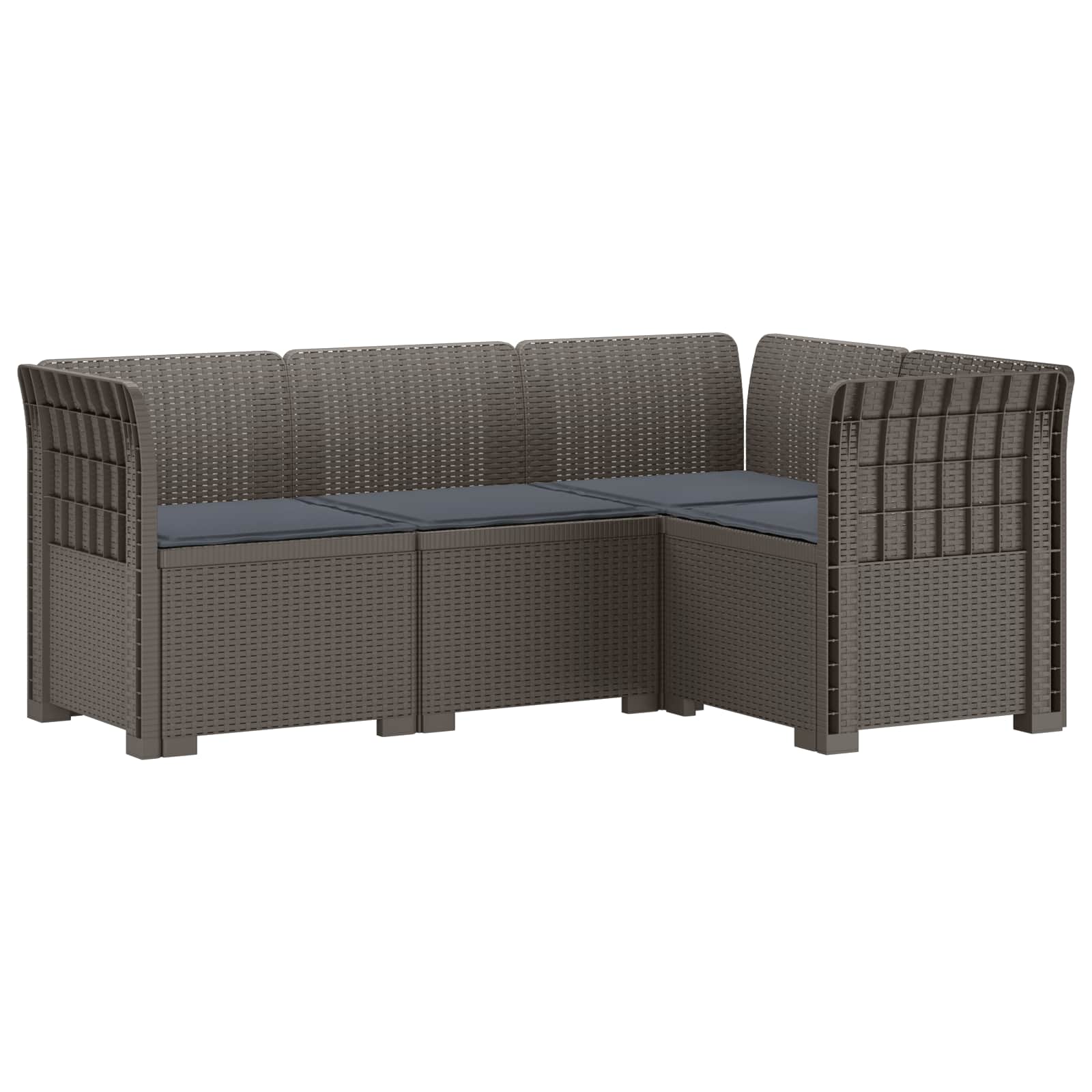 4-Zits Tuin Sofa met Kussens Rattan Look PP Lichtgrijs is nu te koop bij PeponiXL, paradijselijk wonen!