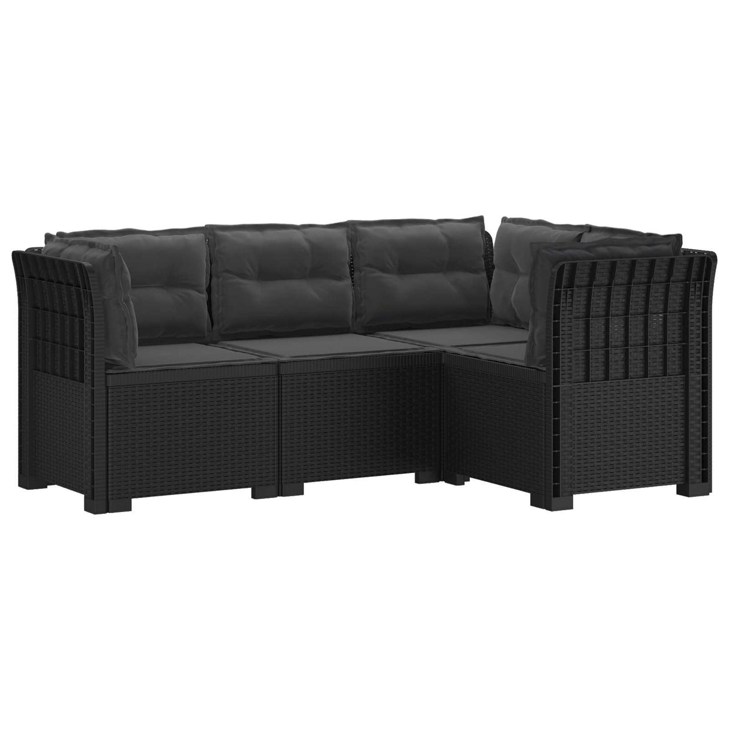 4-Zits Tuin Sofa met Kussens Rattan Look PP Antraciet is nu te koop bij PeponiXL, paradijselijk wonen!