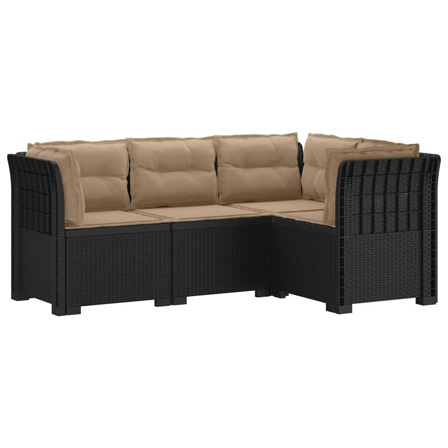 4-Zits Tuin Sofa met Kussens Rattan Look PP Antraciet is nu te koop bij PeponiXL, paradijselijk wonen!