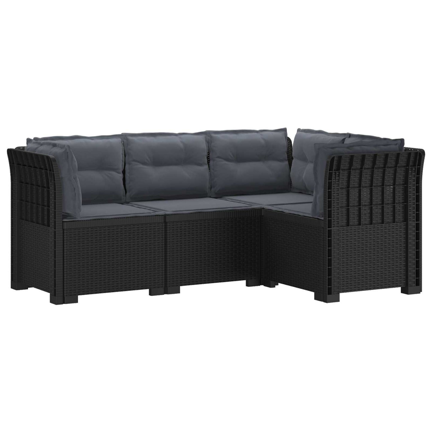4-Zits Tuin Sofa met Kussens Rattan Look PP Antraciet is nu te koop bij PeponiXL, paradijselijk wonen!
