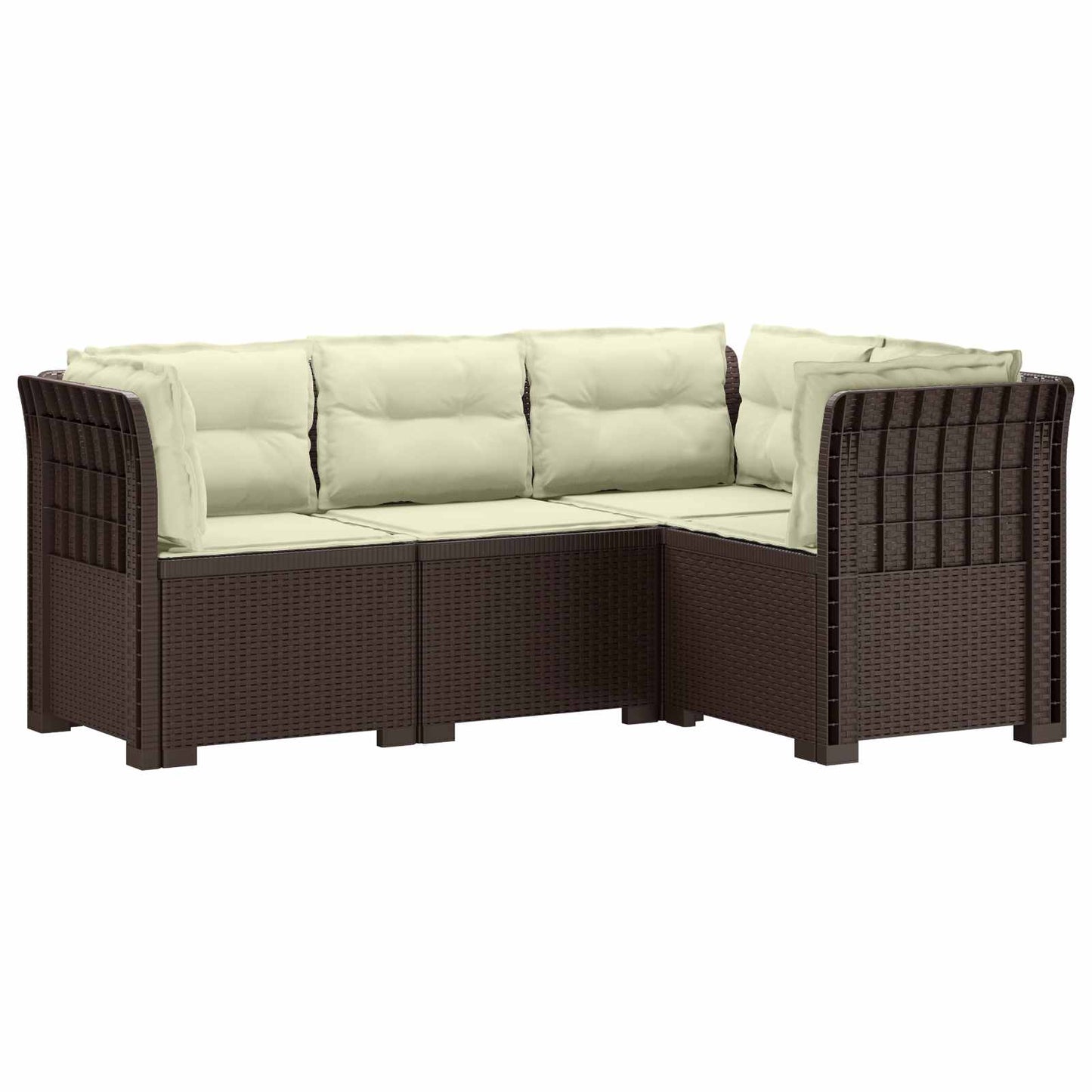 4-Zits Tuin Sofa met Kussens Rattan Look PP Bruin is nu te koop bij PeponiXL, paradijselijk wonen!