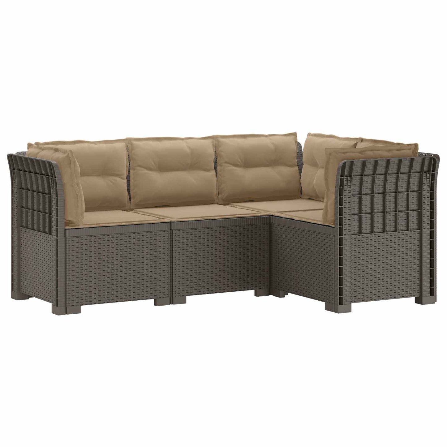 4-Zits Tuin Sofa met Kussens Rattan Look PP Lichtgrijs is nu te koop bij PeponiXL, paradijselijk wonen!