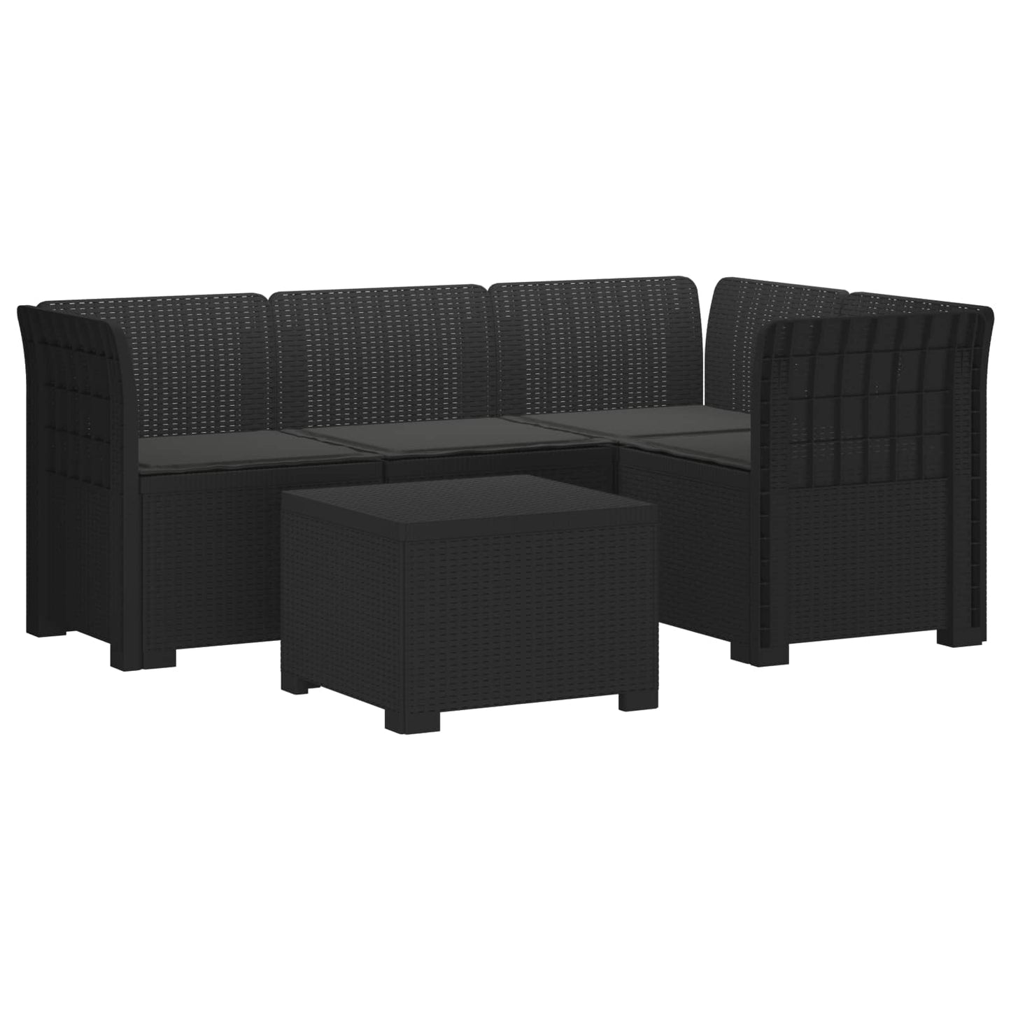 4-Persoons Tuinbank met Kussens Rieten Look PP Antraciet is nu te koop bij PeponiXL, paradijselijk wonen!