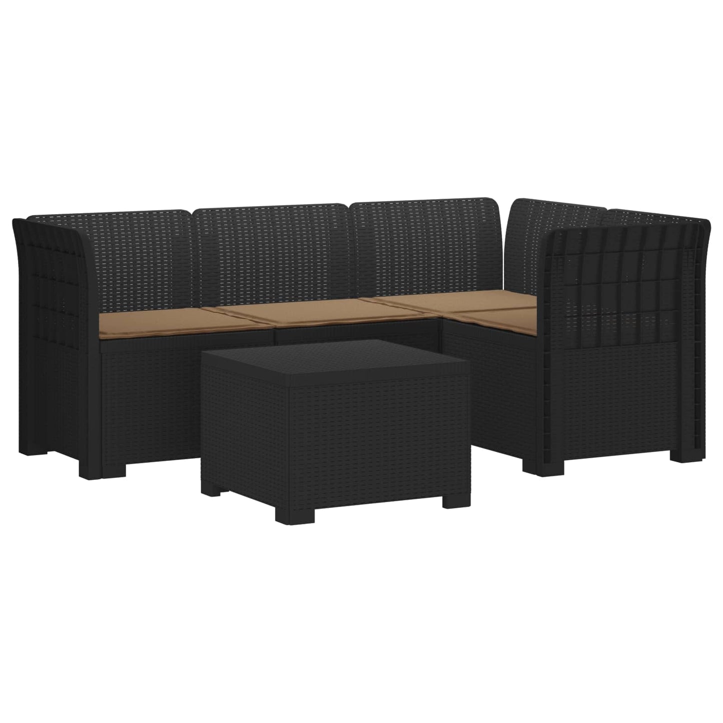 4-Persoons Tuinbank met Kussens Rieten Look PP Antraciet is nu te koop bij PeponiXL, paradijselijk wonen!