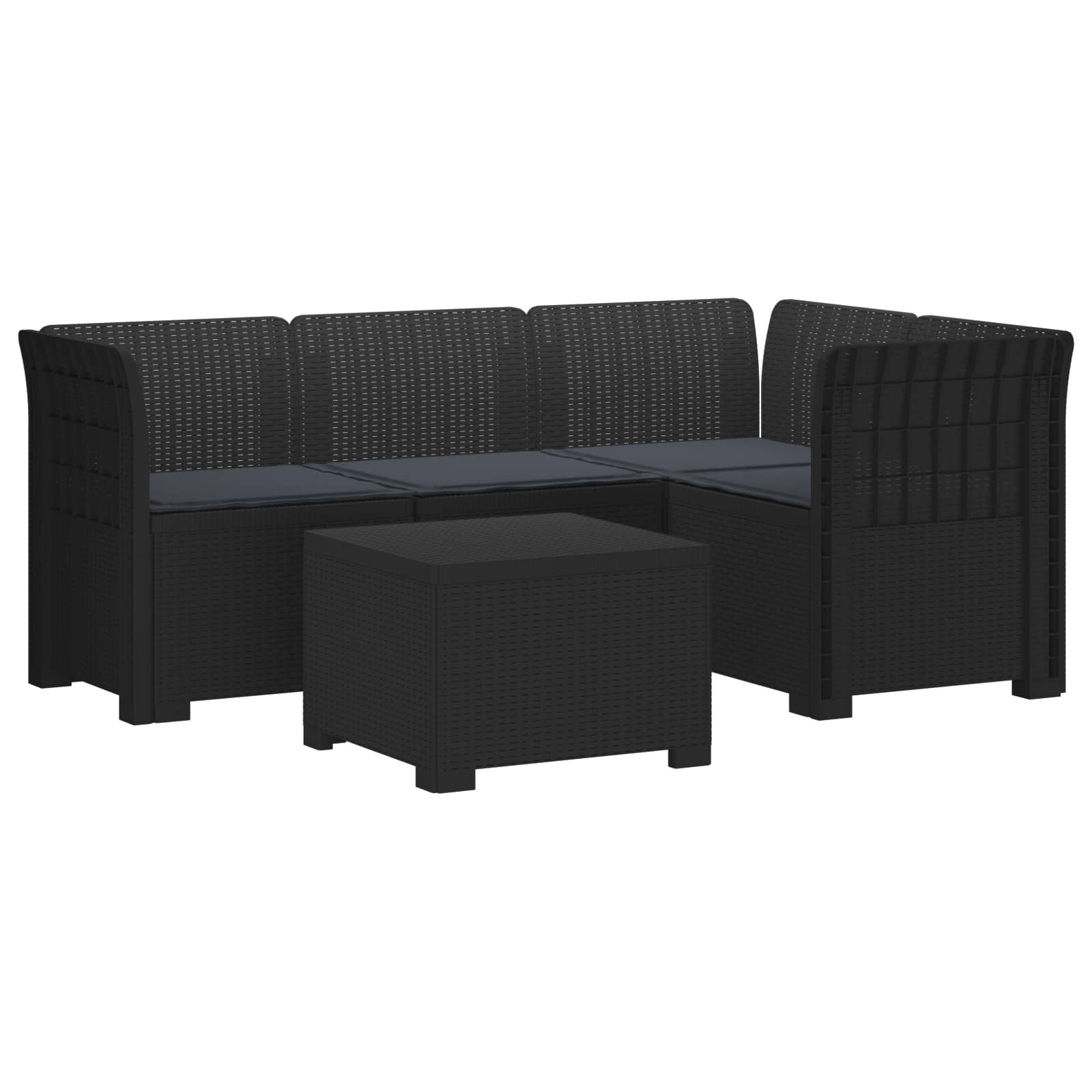 4-Persoons Tuinbank met Kussens Rieten Look PP Antraciet is nu te koop bij PeponiXL, paradijselijk wonen!
