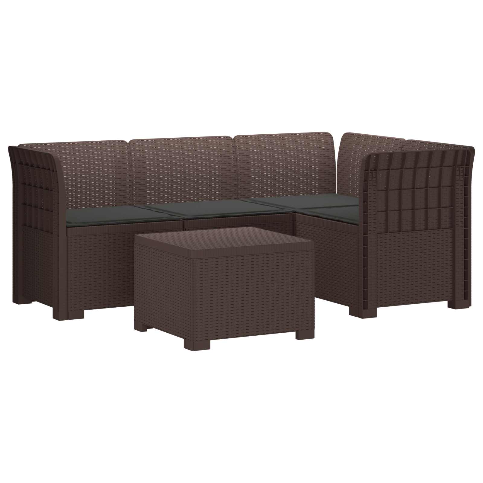 4-Persoons Tuinbank met Kussens Rieten Look PP Bruin is nu te koop bij PeponiXL, paradijselijk wonen!