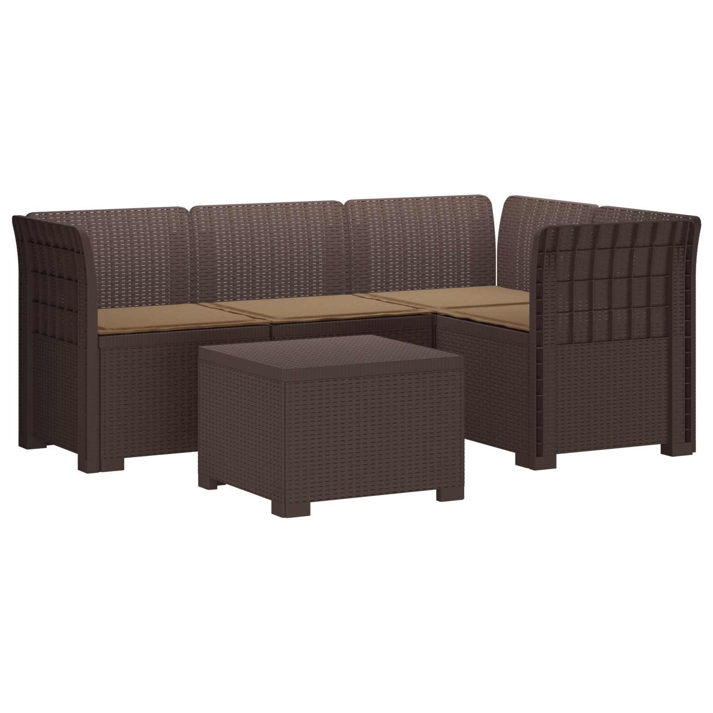 4-Persoons Tuinbank met Kussens Rieten Look PP Bruin is nu te koop bij PeponiXL, paradijselijk wonen!
