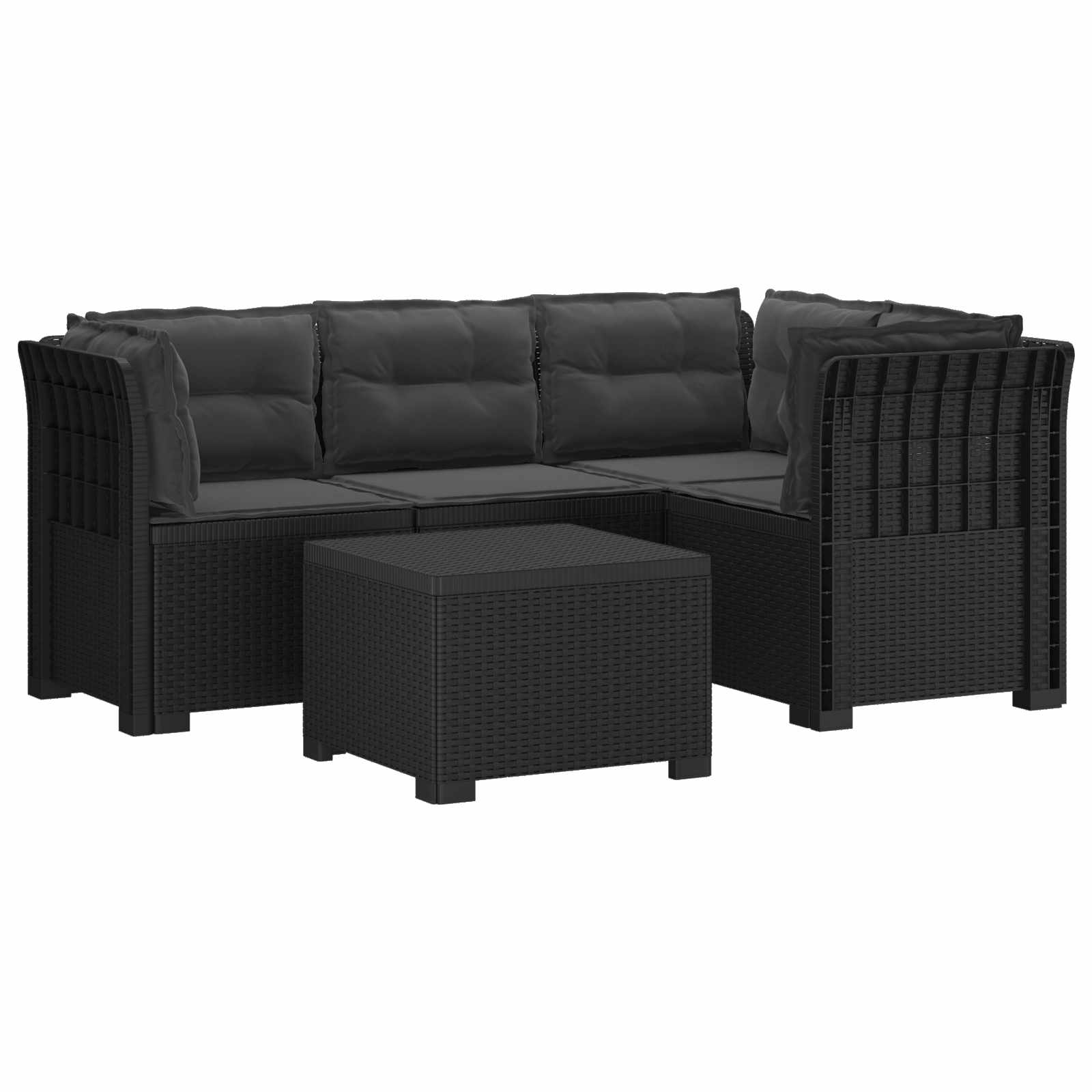4-Persoons Tuinbank met Kussens Rieten Look PP Antraciet is nu te koop bij PeponiXL, paradijselijk wonen!