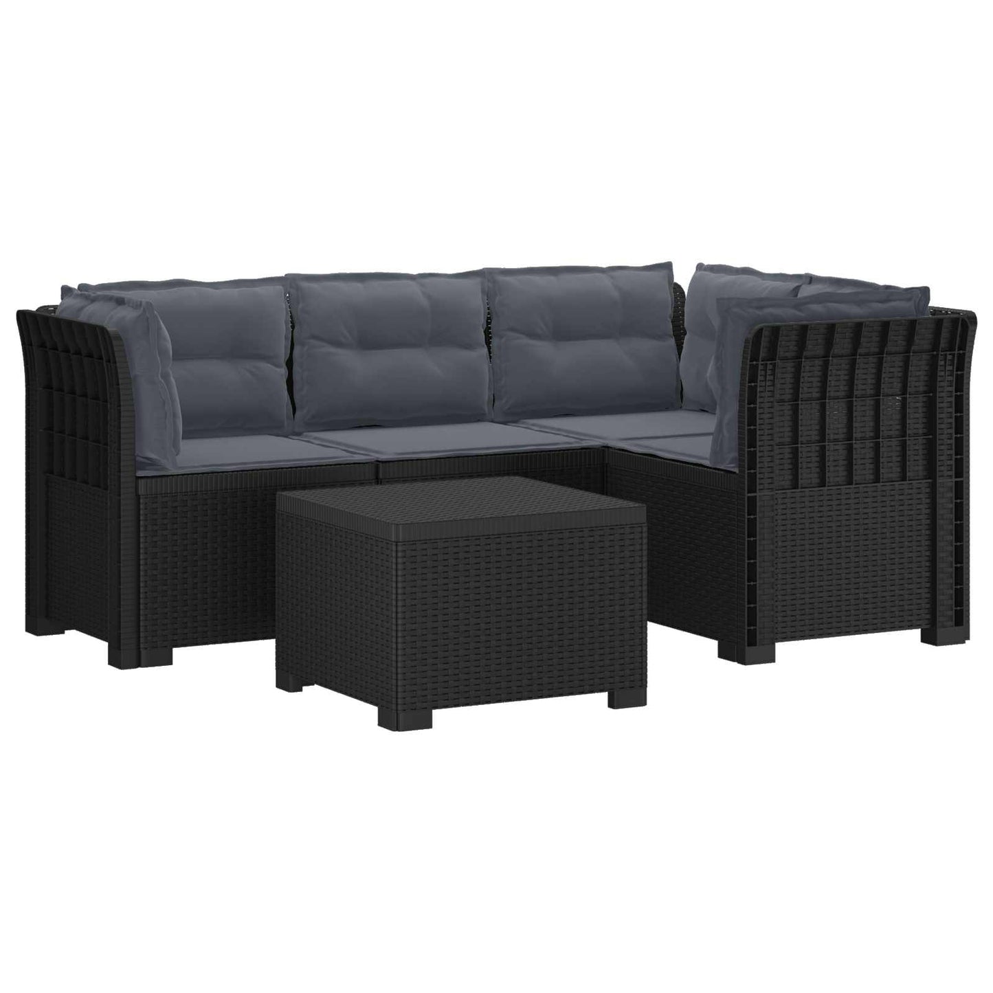 4-Persoons Tuinbank met Kussens Rieten Look PP Antraciet is nu te koop bij PeponiXL, paradijselijk wonen!