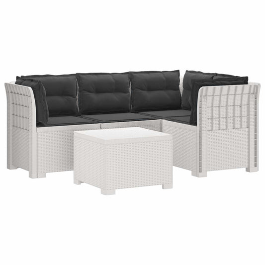 4-Persoons Tuinbank met Kussens Rieten Look PP Wit is nu te koop bij PeponiXL, paradijselijk wonen!