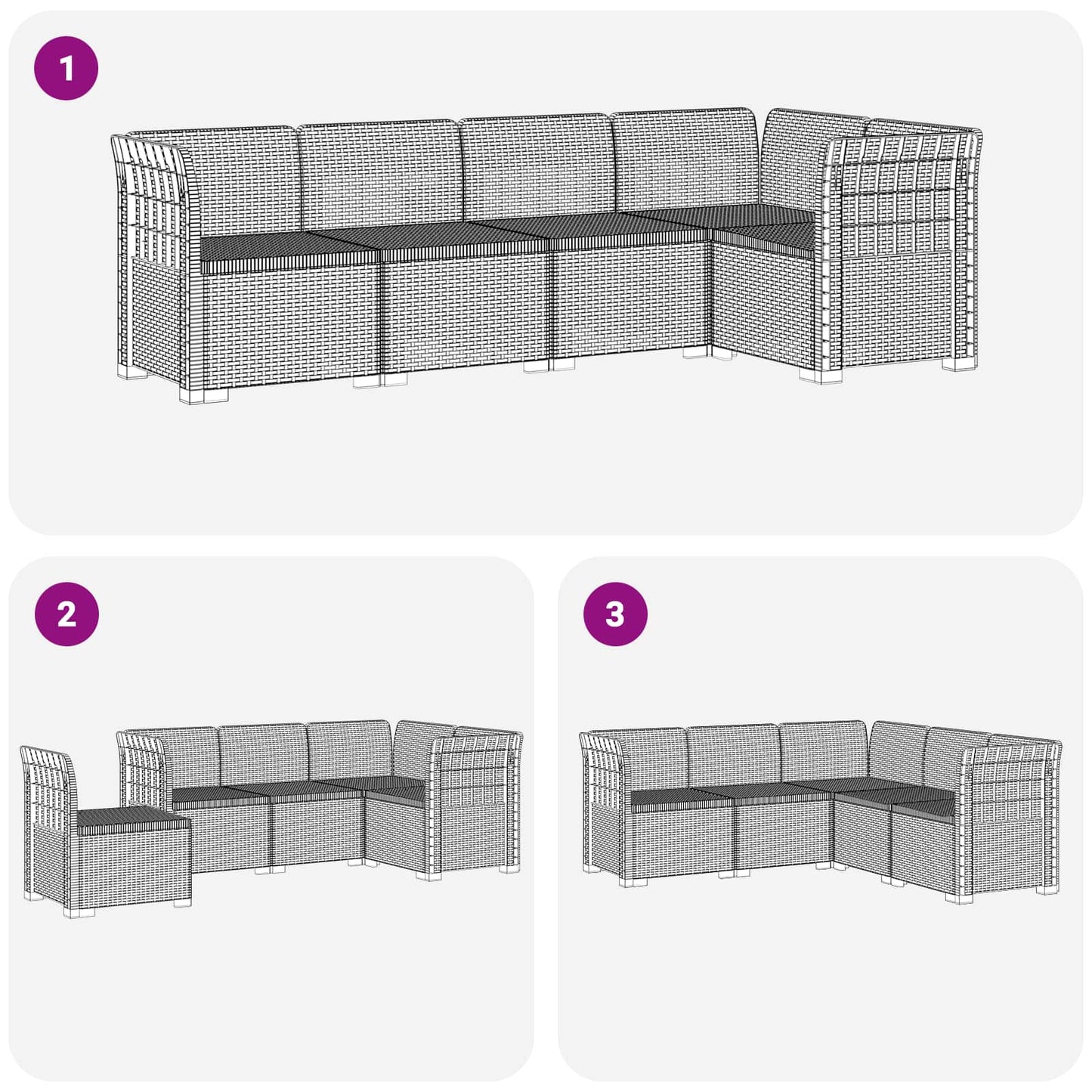 5-Zits Tuin Sofa Rattan Look PP Bruin is nu te koop bij PeponiXL, paradijselijk wonen!