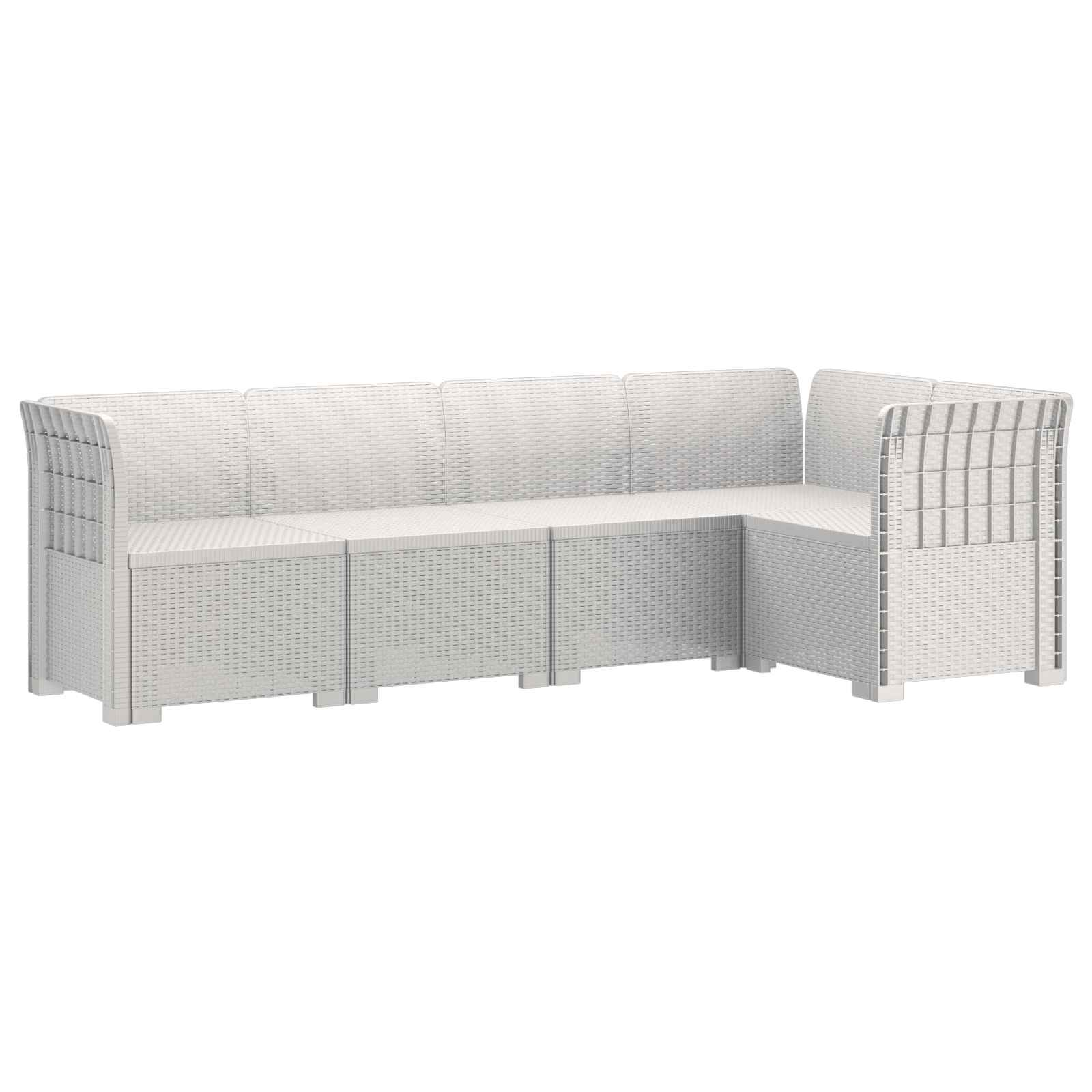 5-Zits Tuin Sofa Rattan Look PP Wit is nu te koop bij PeponiXL, paradijselijk wonen!
