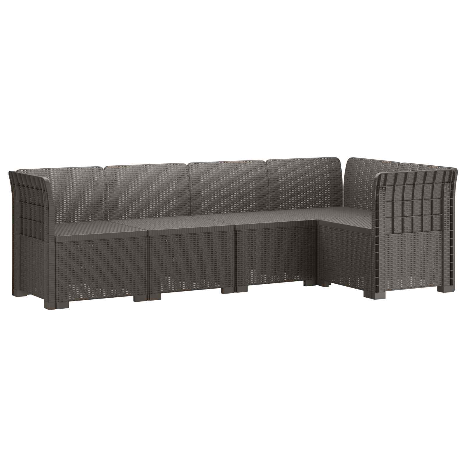5-Zits Tuin Sofa Rattan Look PP Lichtgrijs is nu te koop bij PeponiXL, paradijselijk wonen!