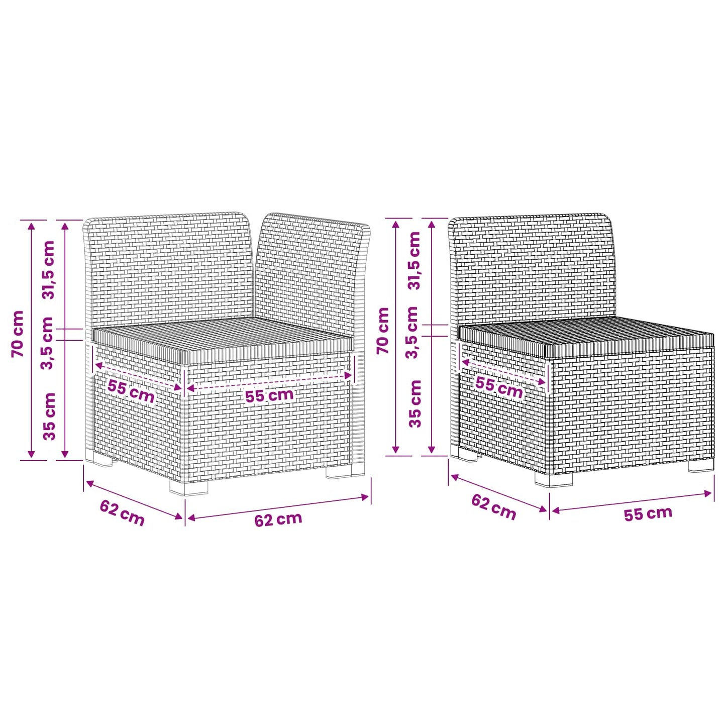 5-Zits Tuin Sofa Rattan Look PP Lichtgrijs is nu te koop bij PeponiXL, paradijselijk wonen!