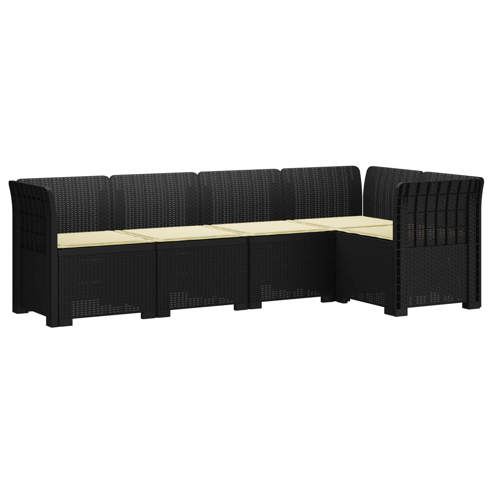 5-Zits Tuin Sofa met Kussens Rattan Look PP Antraciet is nu te koop bij PeponiXL, paradijselijk wonen!