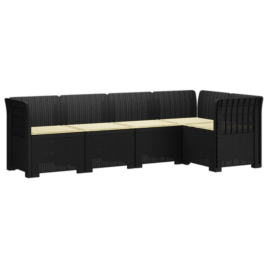 5-Zits Tuin Sofa met Kussens Rattan Look PP Antraciet is nu te koop bij PeponiXL, paradijselijk wonen!