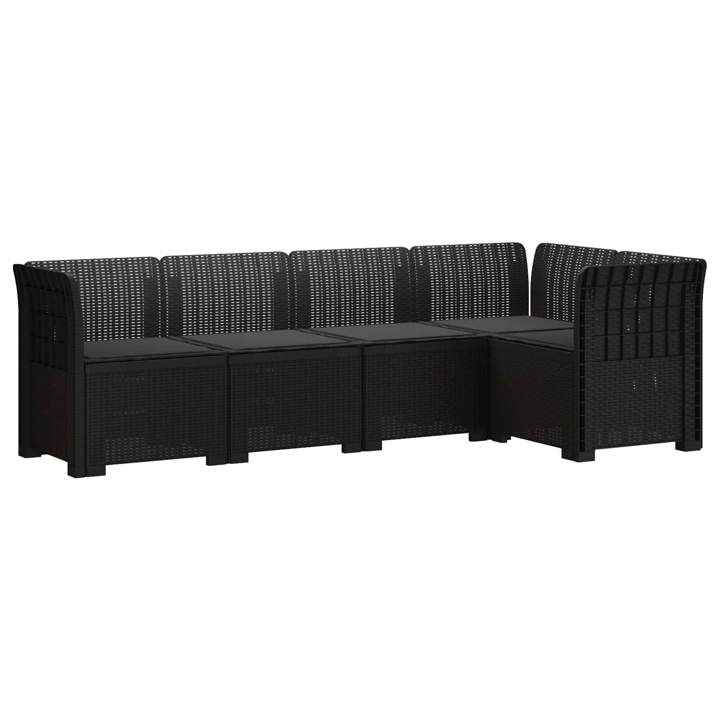 5-Zits Tuin Sofa met Kussens Rattan Look PP Antraciet is nu te koop bij PeponiXL, paradijselijk wonen!