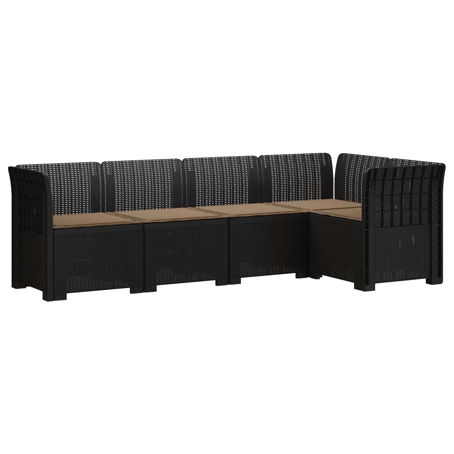 5-Zits Tuin Sofa met Kussens Rattan Look PP Antraciet is nu te koop bij PeponiXL, paradijselijk wonen!