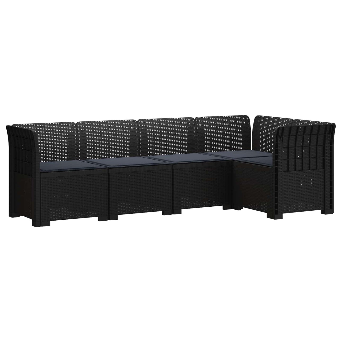 5-Zits Tuin Sofa met Kussens Rattan Look PP Antraciet is nu te koop bij PeponiXL, paradijselijk wonen!