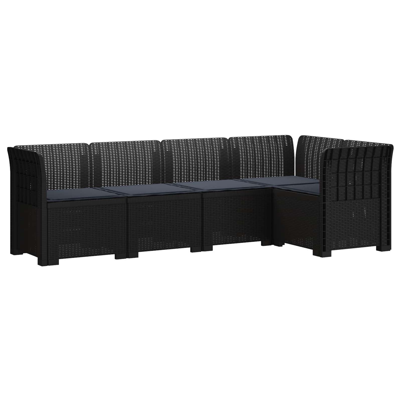 5-Zits Tuin Sofa met Kussens Rattan Look PP Antraciet is nu te koop bij PeponiXL, paradijselijk wonen!
