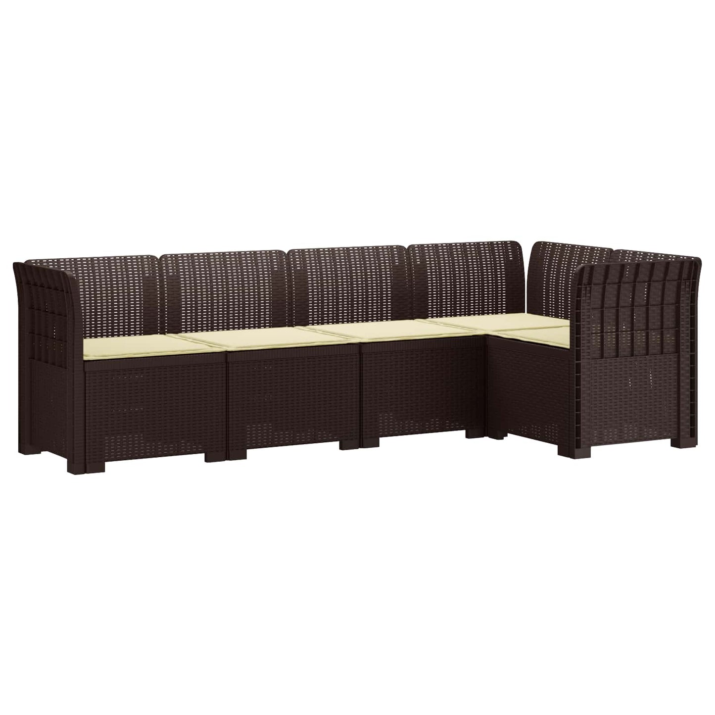 5-Zits Tuin Sofa met Kussens Rattan Look PP Bruin is nu te koop bij PeponiXL, paradijselijk wonen!