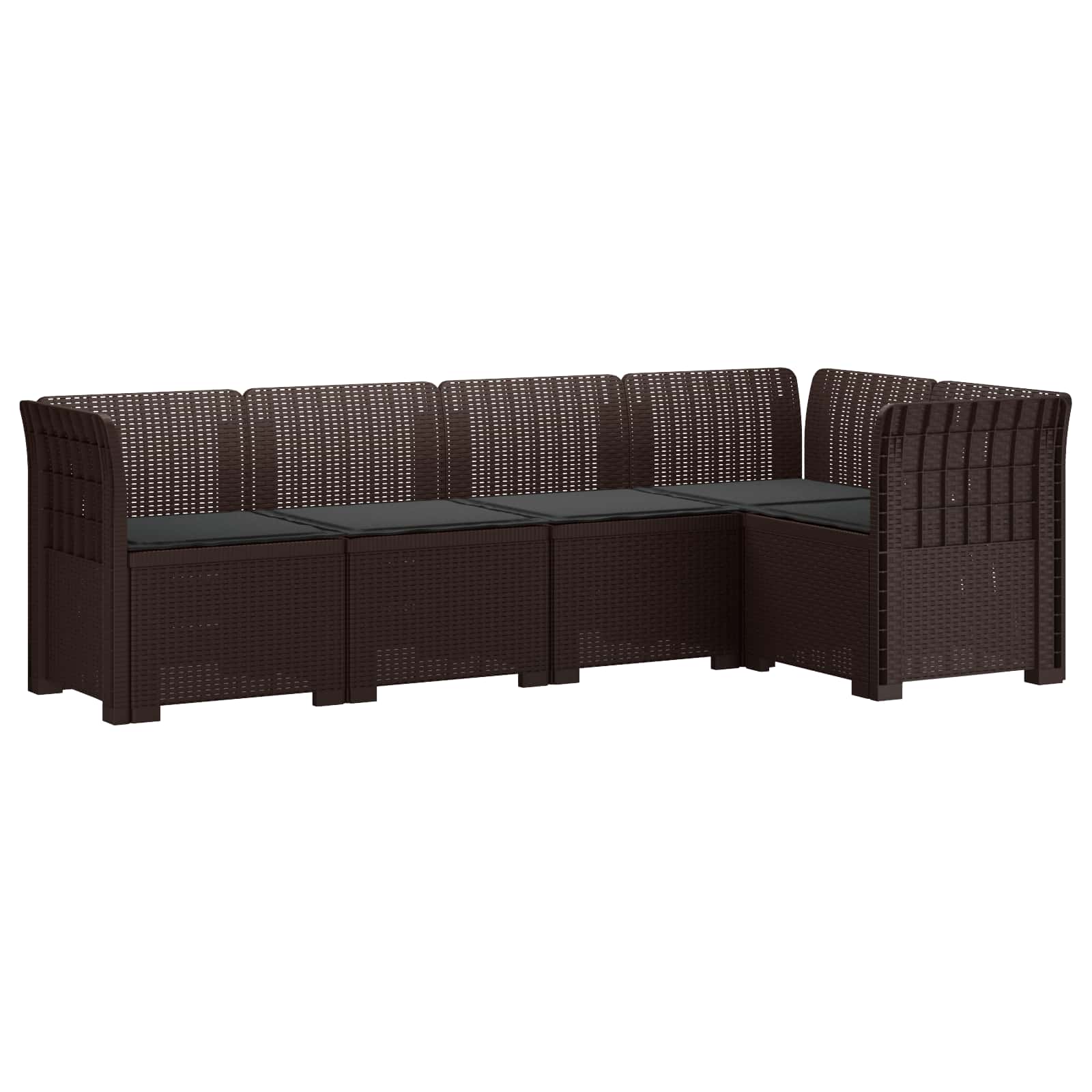 5-Zits Tuin Sofa met Kussens Rattan Look PP Bruin is nu te koop bij PeponiXL, paradijselijk wonen!