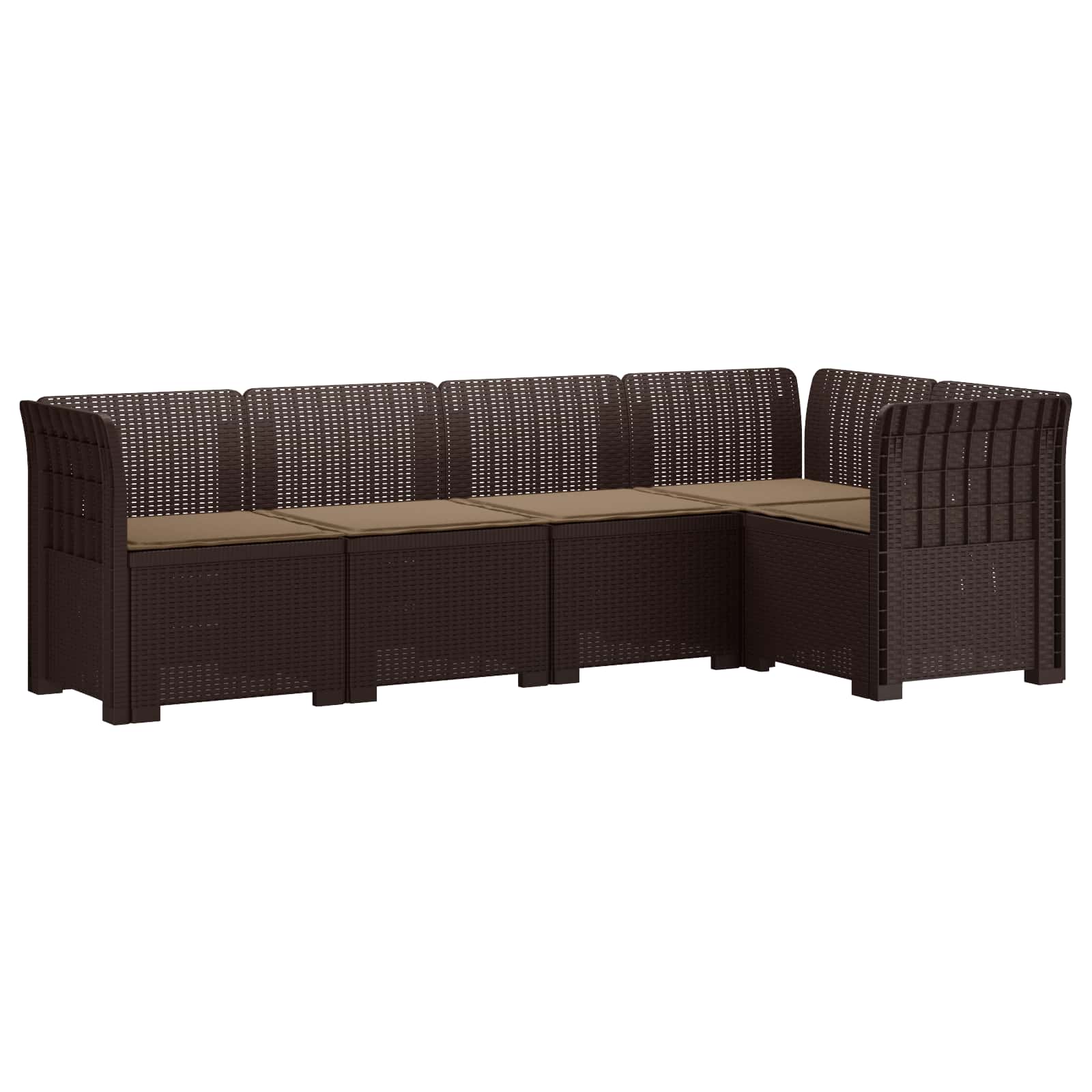 5-Zits Tuin Sofa met Kussens Rattan Look PP Bruin is nu te koop bij PeponiXL, paradijselijk wonen!