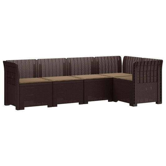 5-Zits Tuin Sofa met Kussens Rattan Look PP Bruin is nu te koop bij PeponiXL, paradijselijk wonen!